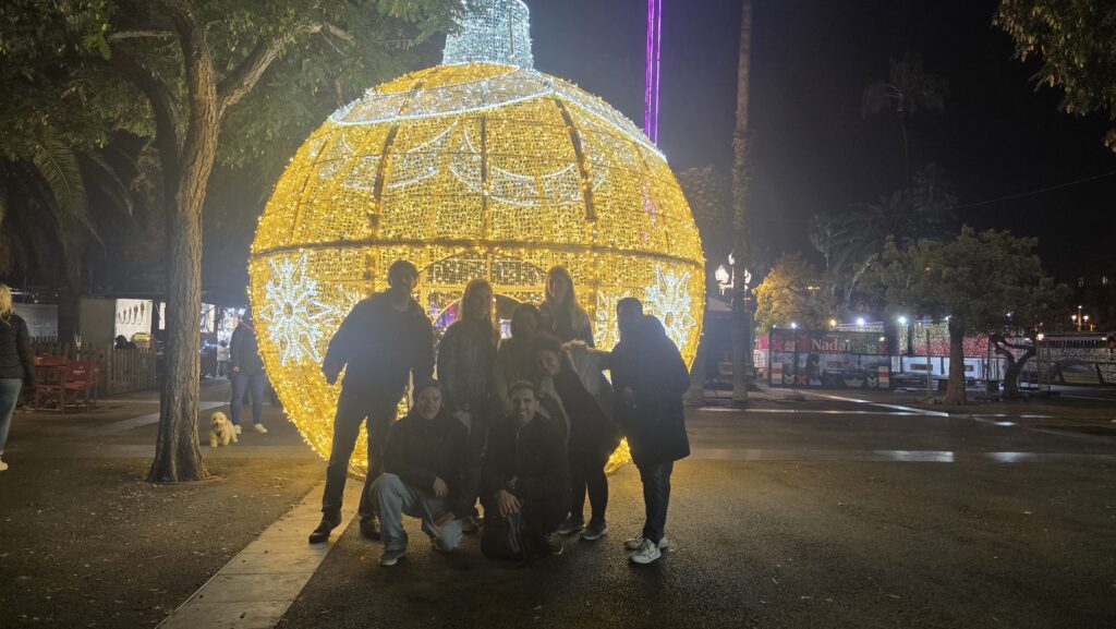 Group visiting the Gothic Christmas Market in Barcelona during the holiday season
